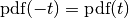 \text{pdf}(-t) = \text{pdf}(t)